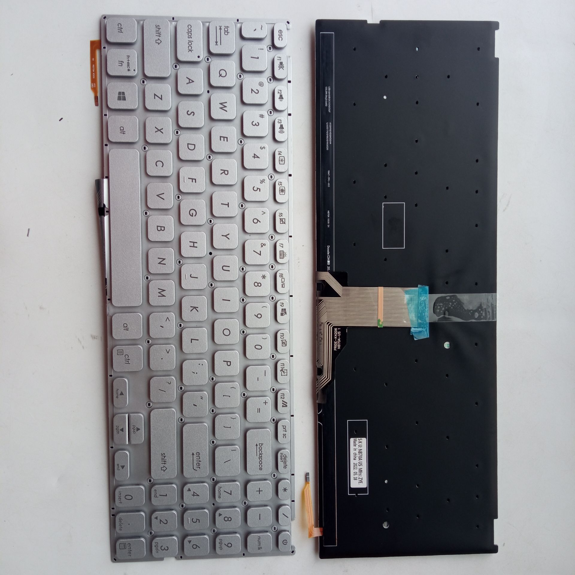 Picture of New Replacement Laptop Keyboard For ASUS X509 SILVER Backlit (OEM) US Layout